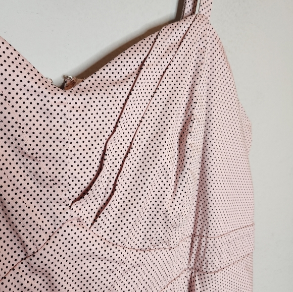 Torrid Pink Black Polka Dot lace trim sleeveless fit and flare dress size 20 - Picture 11 of 14